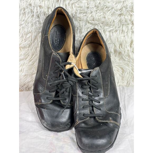 Born Mens Size 11.5 Black Leather Lace Up Round Toe Casual Oxford Shoe M3259 - Picture 1 of 8